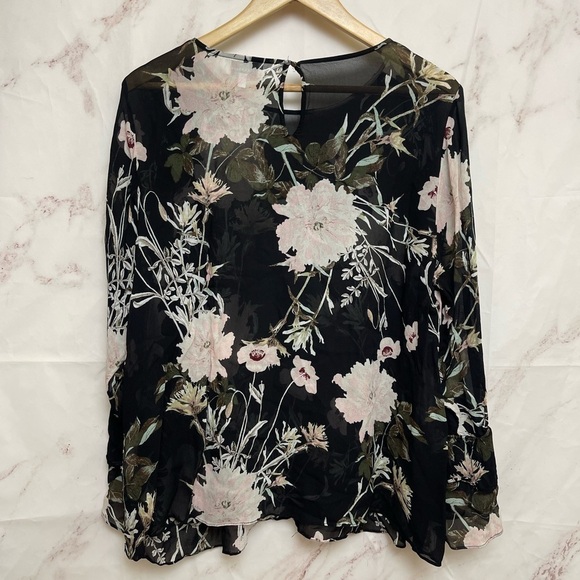 LUCKY Brand Floral Sheer Ruffled Tiered Blouse - G22 - Picture 6 of 6